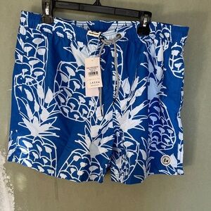 Blue and White Floral Swim Shorts